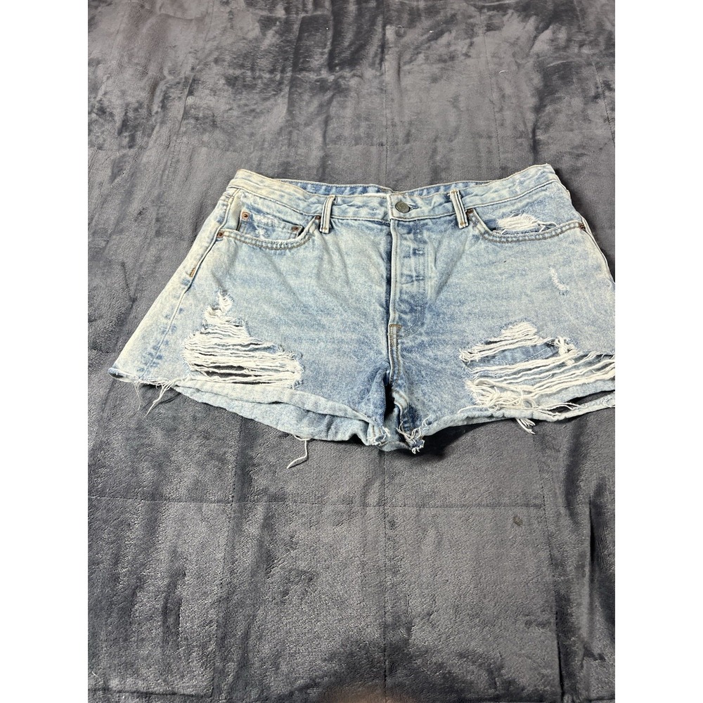 Grlfrnd Helena Heavily‎ Distressed Women's Jean Shorts Size 30 happy Boho